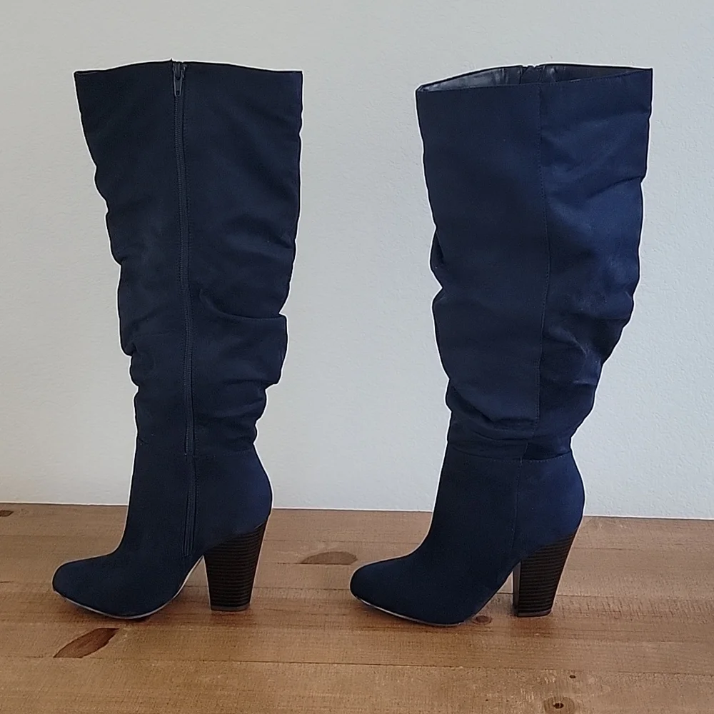 JustFab - Karlana navy boots, wide width size 7. - Picture 2 of 10